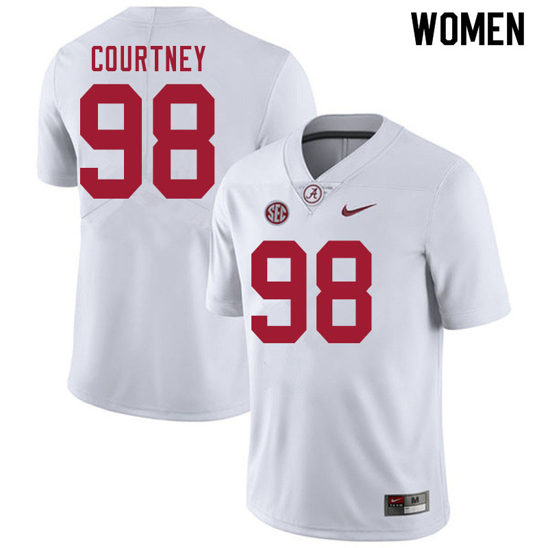 Alabama Crimson Tide Women's Will Courtney #98 White NCAA Nike Authentic Stitched 2020 College Football Jersey WU16Z72AX